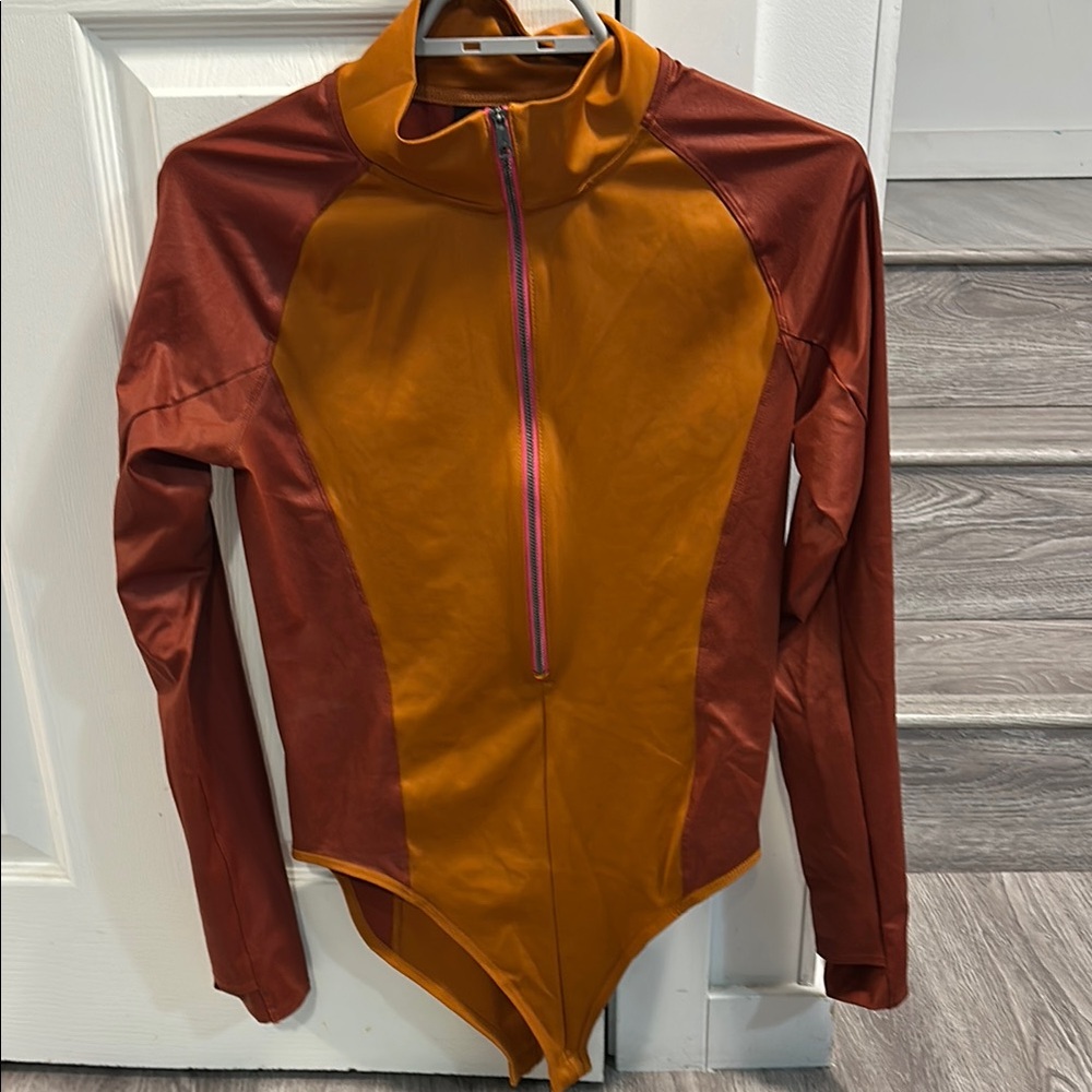 Orange and Red Long Sleeve Bodysuit